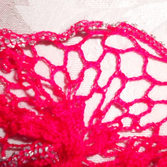 Hand Crafted Cherry Red Ruffle Scarf - Picture 3 of 4